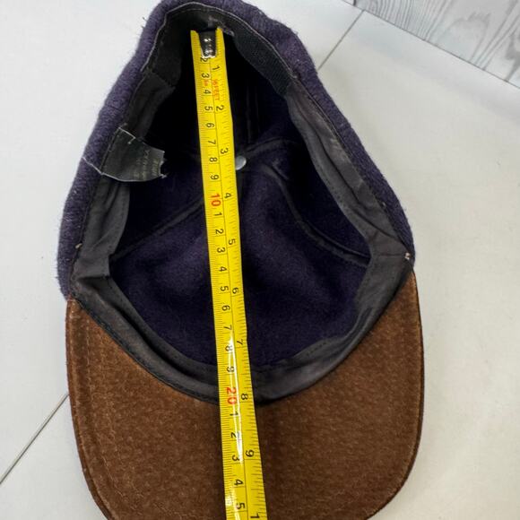 Vintage Unbranded USA Made Black Wool & Leather Brim Fitted Elastic - Picture 6 of 6